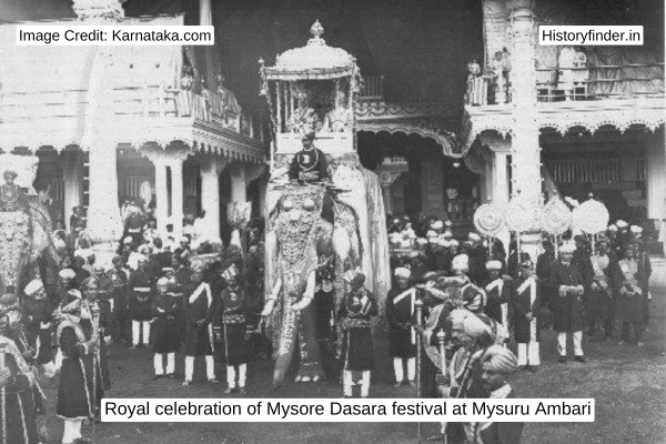 Royal celebration of Mysore Dasara festival at Mysuru Ambari | Mysore Ambari history | Historyfinder.in