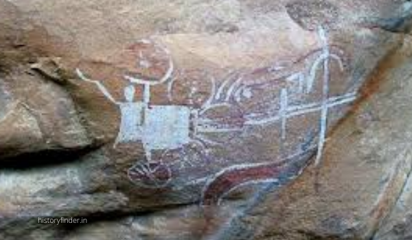 An incredible stone age rock painting of Morhana pahar near Mirzapur, Uttar Pradesh
