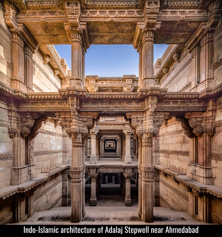 Adalaj Stepwell illustrating classic old Indian Solanki Architecture | Historyfinder.in