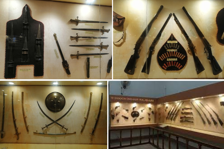 Few of the weaponries in display at Cooch Behar palace museum | Cooch Behar Rajbari history | Historyfinder.in