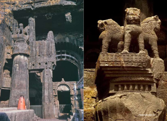 Lion Capital Pillar (left) of Karla Caves and the Lion Capital (right) | Historyfidner.in