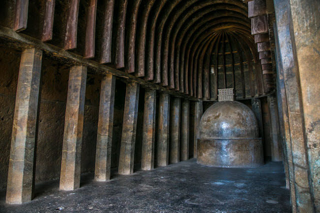 Incredible Wooden Architechture of Bhaja Caves Chaitya Griha | Image from sid-thewanderer.com | Historyfinder.in