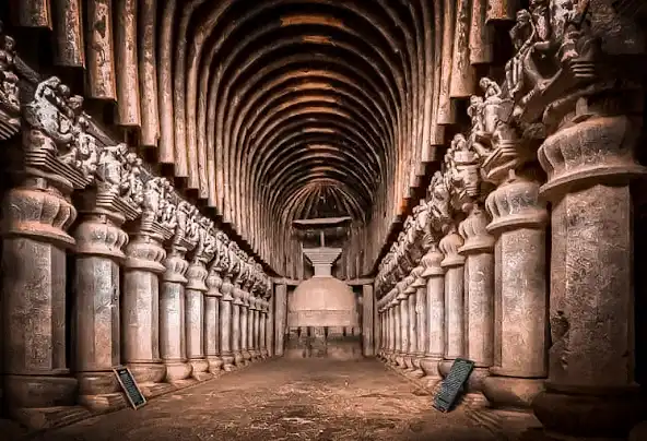 The great Chaitya Griha of Karla Caves Lonavala | Karla Caves History and Architecture | Image from Google.com.np | Historyfinder.in