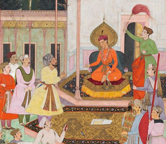 A Mughal Painting depicting Akbar ascending the throne | Mughal Emperor Akbar Life History | Historyfonder.in