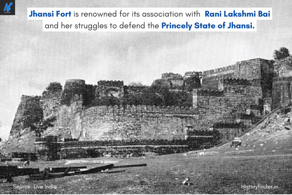 Jhansi Fort is renowned for its association with Rani Lakshmi Bai and and struggles to defend the Princely State of Jhansi | Historyfinder.in
