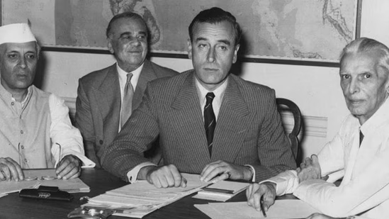 A historic image of Lord Mountbatten with Jawaharlal Nehru and Md. Ali Jinnah discussion the independence and partition plan for India at New Delhi | Image credit - Hindustan Times | Historyfinder.in 