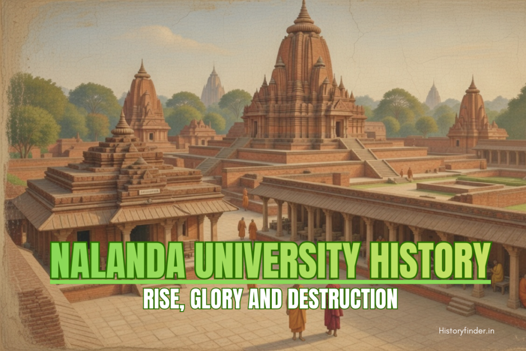 An AI generated image illustrating the ancient vibe of Nalanda University | Nalananda University History | Historyfinder.in
